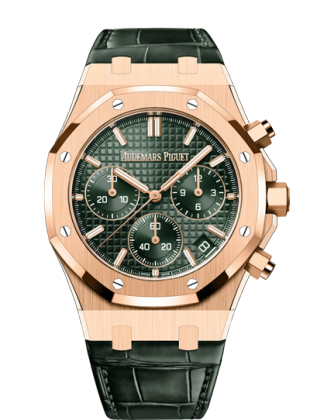 Audemars Piguet Royal Oak green dial in steel with green leather strap